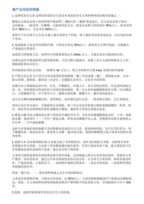 杂交玉米亲本繁殖和制种技术ppt免费下载