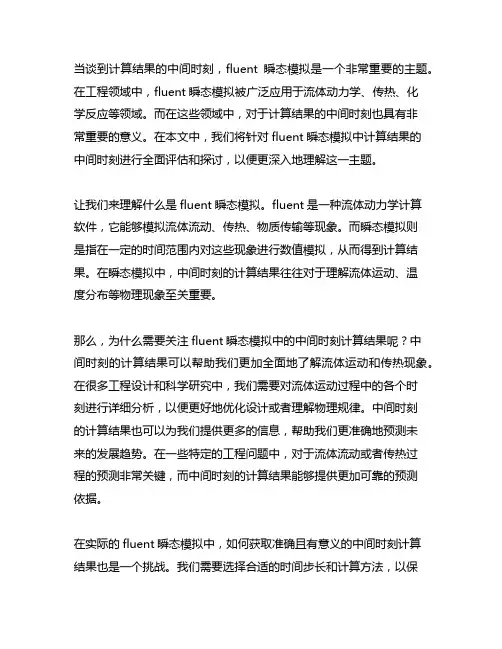 fluent瞬态中间时刻计算结果