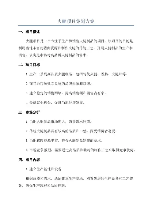 火腿项目策划方案