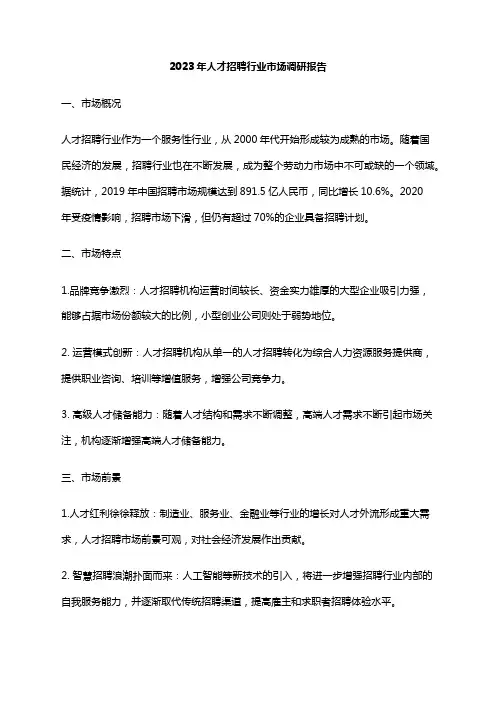 2023年人才招聘行业市场调研报告