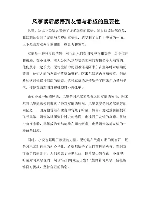 风筝读后感悟到友情与希望的重要性
