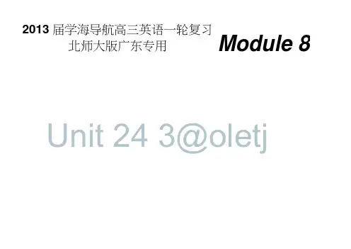 高三英语(北师大广东专用)一轮复习课件：M8unit24Society