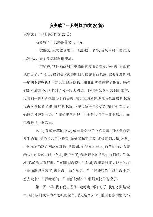 我变成了一只蚂蚁(作文20篇)
