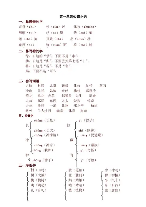 2020新教材统编版二年级语文下册全册单元知识点汇总