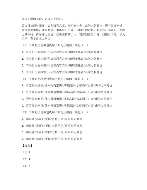 语文高考试卷断句题