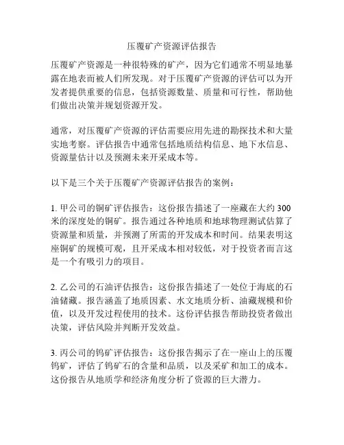 压覆矿产资源评估报告