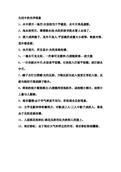 生活中的光学现象