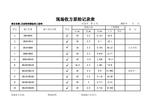 现场收方记录表