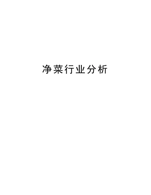 净菜行业分析讲课稿