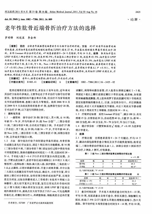 老年性肱骨近端骨折治疗方法的选择