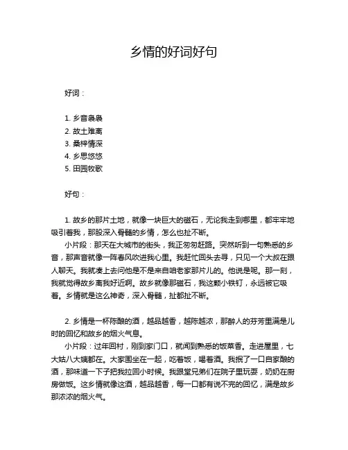 乡情的好词好句