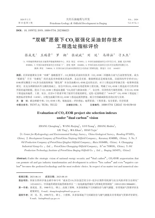 “双碳”愿景下CO2驱强化采油封存技术工程选址指标评价
