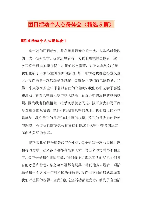 团日活动个人心得体会(精选5篇)