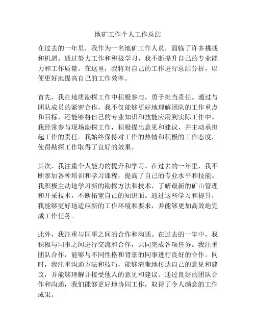 地矿工作个人工作总结