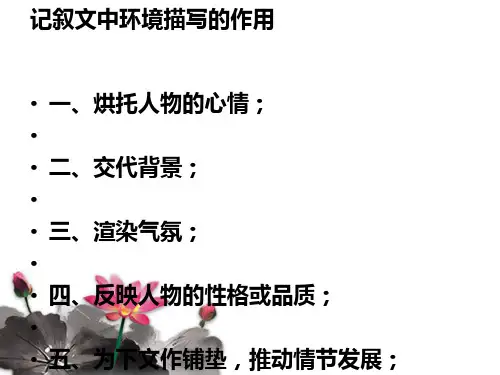 初中作文指导：《环境描写烘托人物心情》PPT