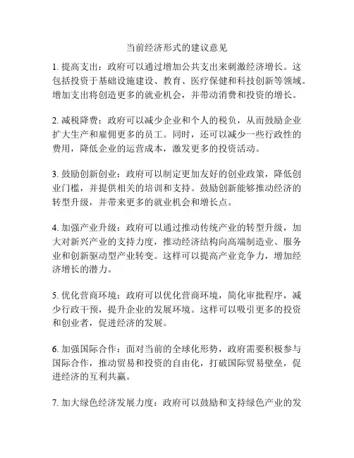 当前经济形式的建议意见