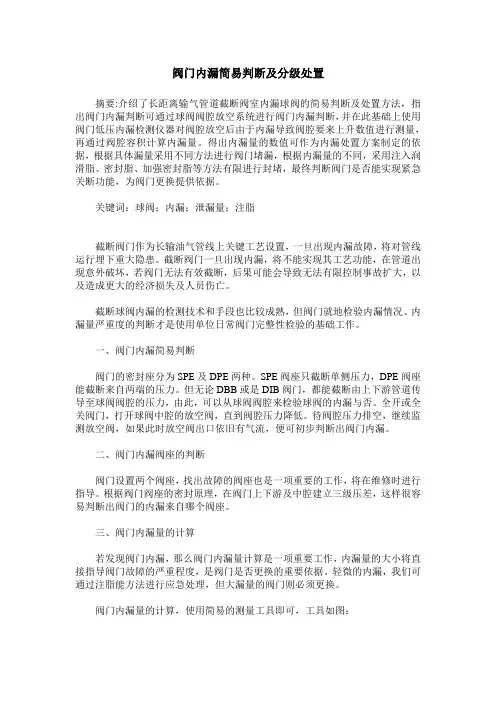 阀门内漏简易判断及分级处置
