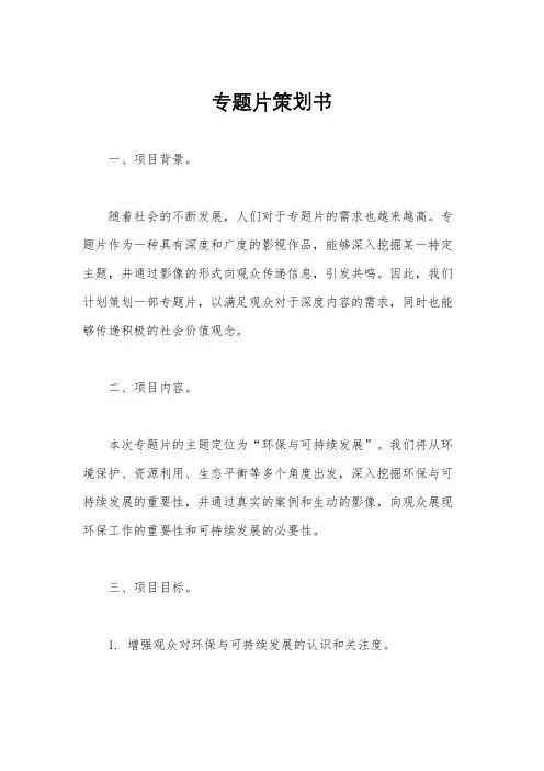 专题片策划书