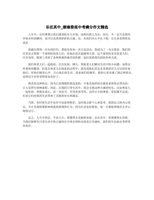 乐在其中_湖南娄底中考满分作文精选