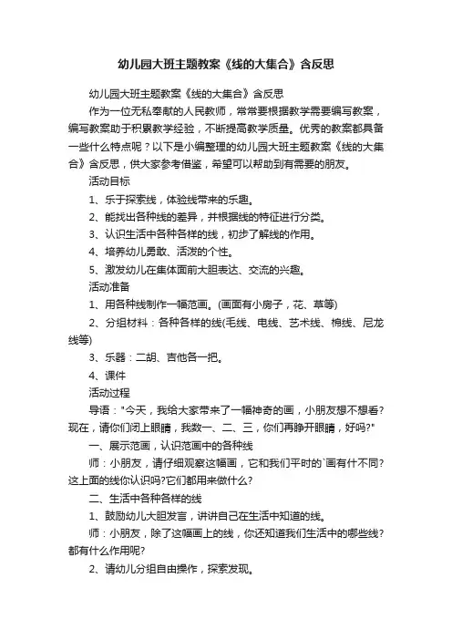 幼儿园大班主题教案《线的大集合》含反思