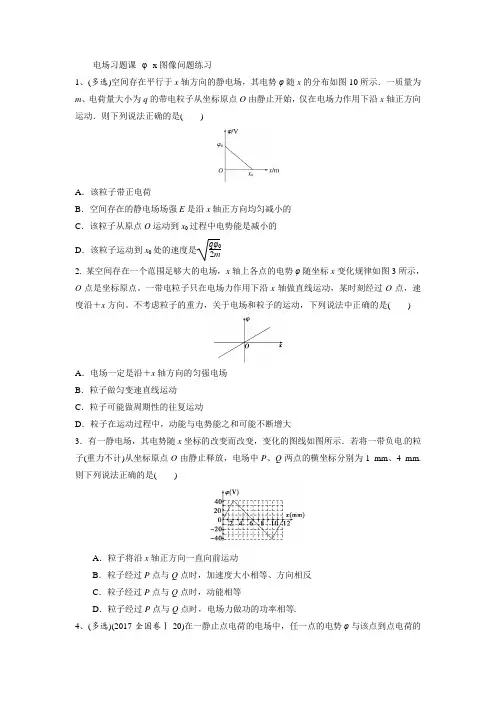 练习11φ--x图像问题--2021年高考物理一轮复习习题课(选修3-1)