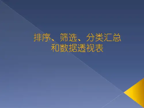 Excel排序、筛选、分类汇总和数据透视表