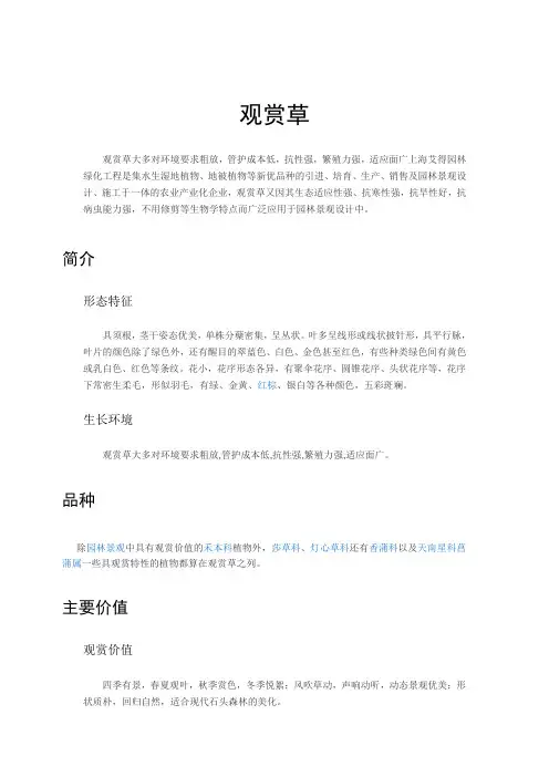 最新观赏草简介及应用