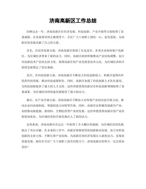 济南高新区工作总结