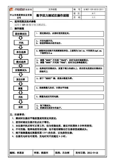 (408)数字扭力测试仪操作规程
