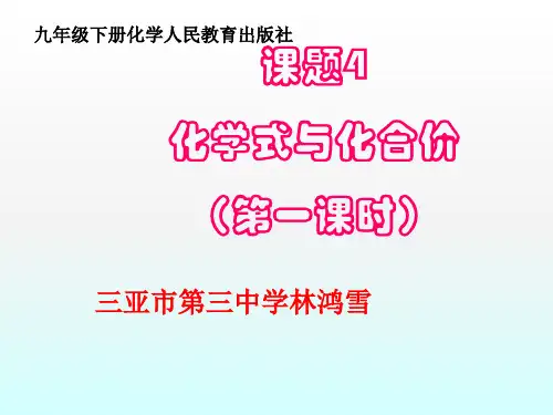 人教版九年级化学上册化学式与化合价(第一课时)课件共21张PPT三亚市第三中学林鸿雪