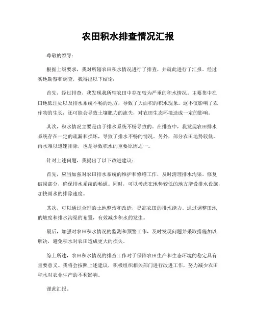 农田积水排查情况汇报