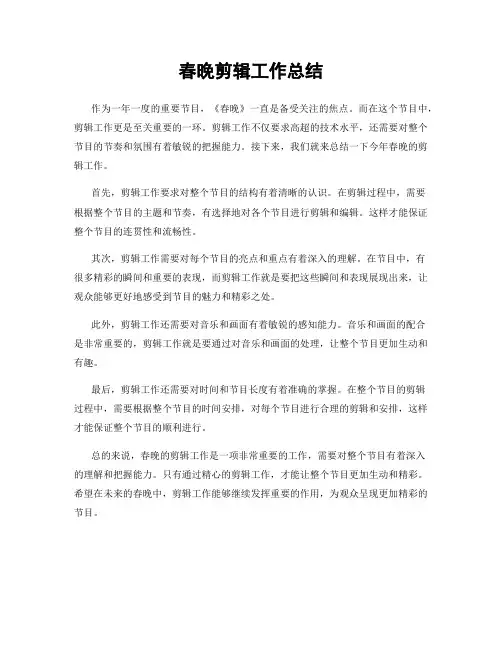 春晚剪辑工作总结