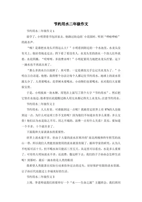 节约用水二年级作文