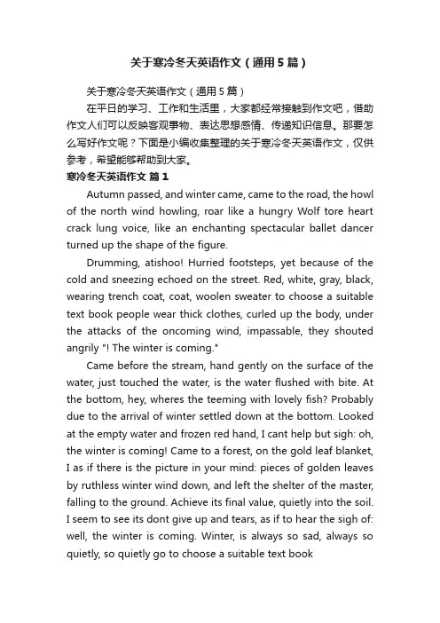 关于寒冷冬天英语作文（通用5篇）