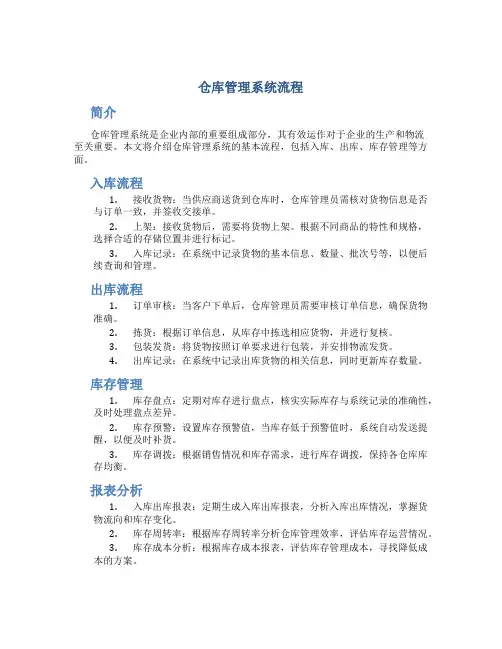 仓库管理系统流程
