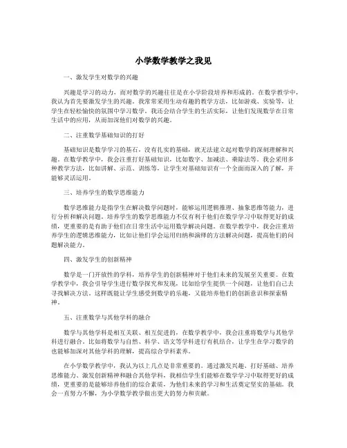 小学数学教学之我见