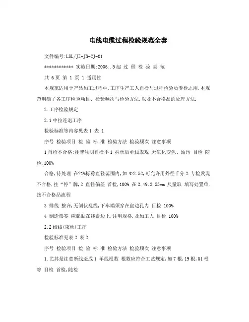 电线电缆过程检验规范全套
