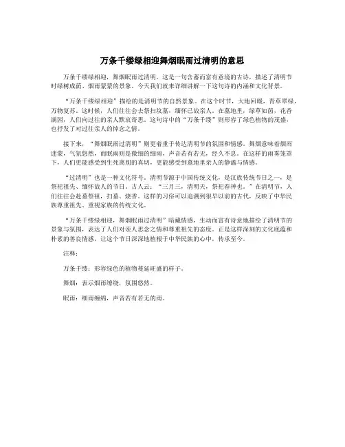 万条千缕绿相迎舞烟眠雨过清明的意思