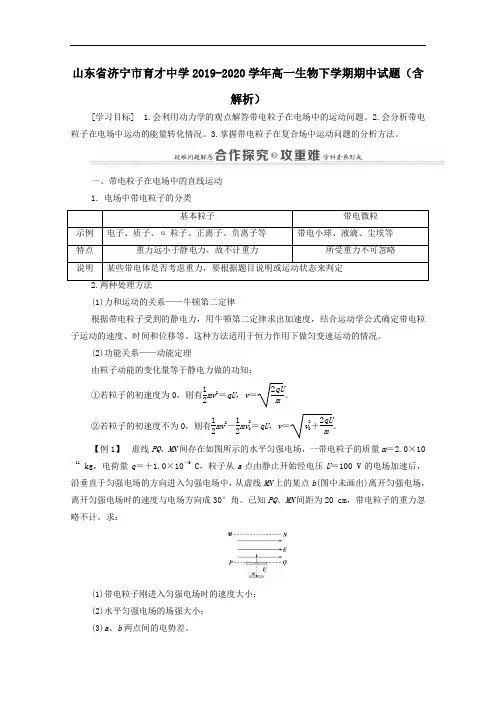 山东省济宁市育才中学2019_2020学年高一生物下学期期中试题含解析.doc
