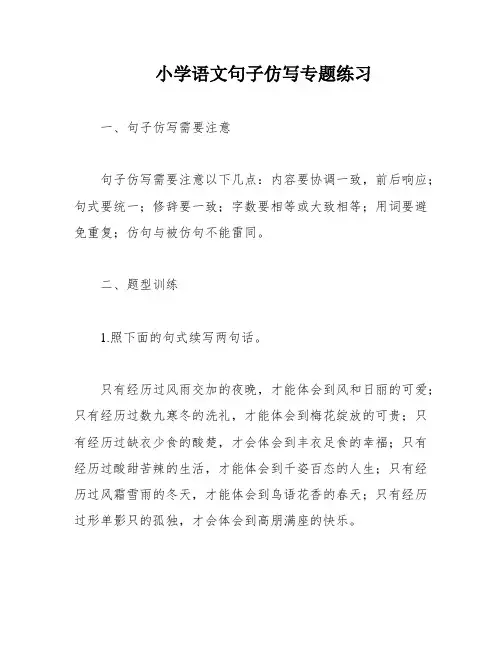 小学语文句子仿写专题练习