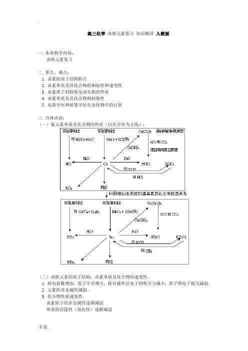 高三化学 卤族元素复习 知识精讲 人教版