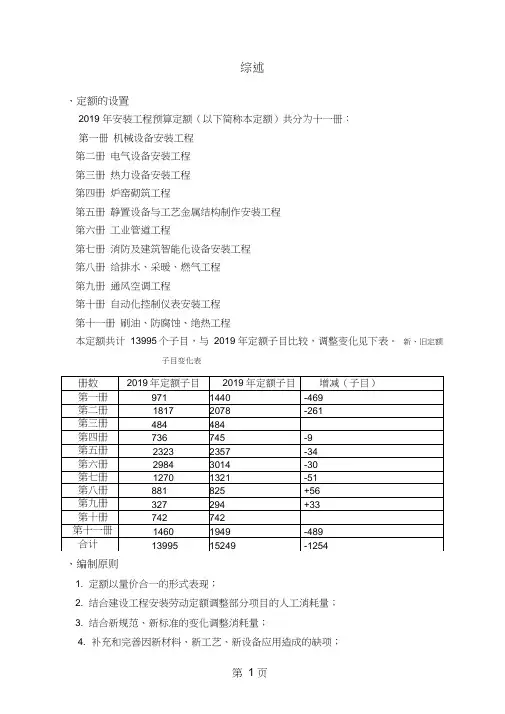 2019安装工程预算定额说明-23页word资料