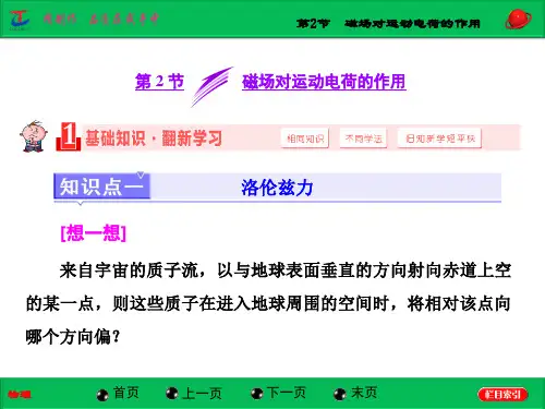 【三维设计】2015高考物理(人教通用版)大一轮复习精讲课件：第8章 磁场 第2节  磁场对运动电荷的作用