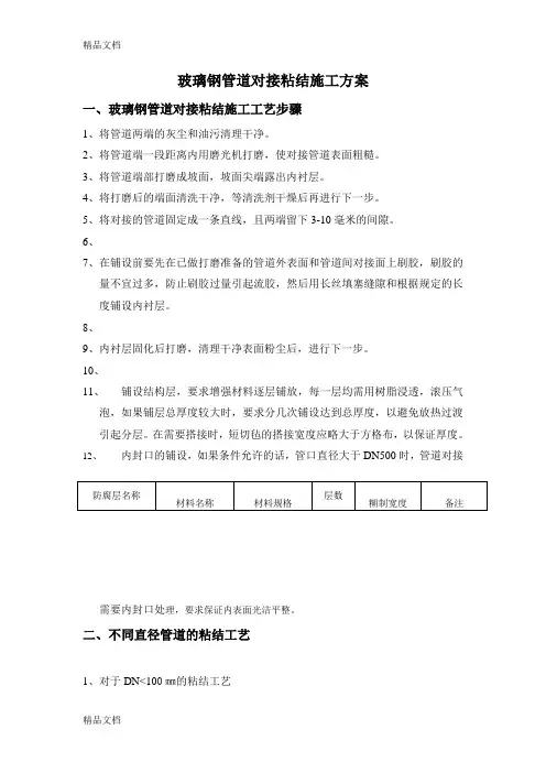 玻璃钢管道对接粘结施工工艺知识讲解