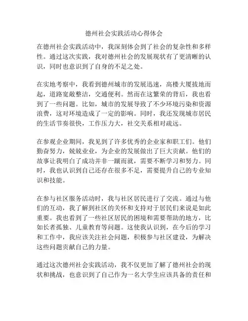 德州社会实践活动心得体会
