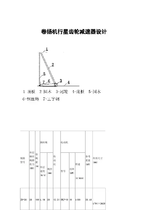 卷扬机行星齿轮减速器的设计
