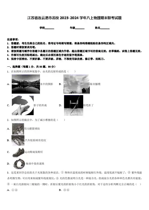 江苏省连云港市名校2023-2024学年八上物理期末联考试题含答案