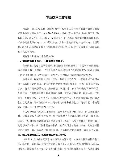 专业技术工作总结 3