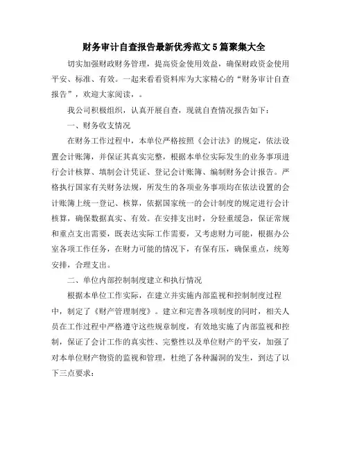 财务审计自查报告优秀范文5篇汇集大全