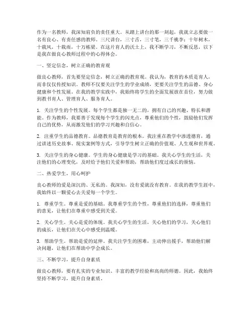 做良心教师心得体会范文
